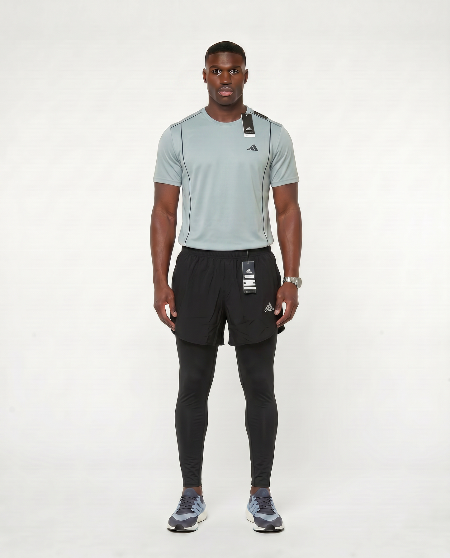 Tenue de Sport Manche Courte Haut + Short avec collant